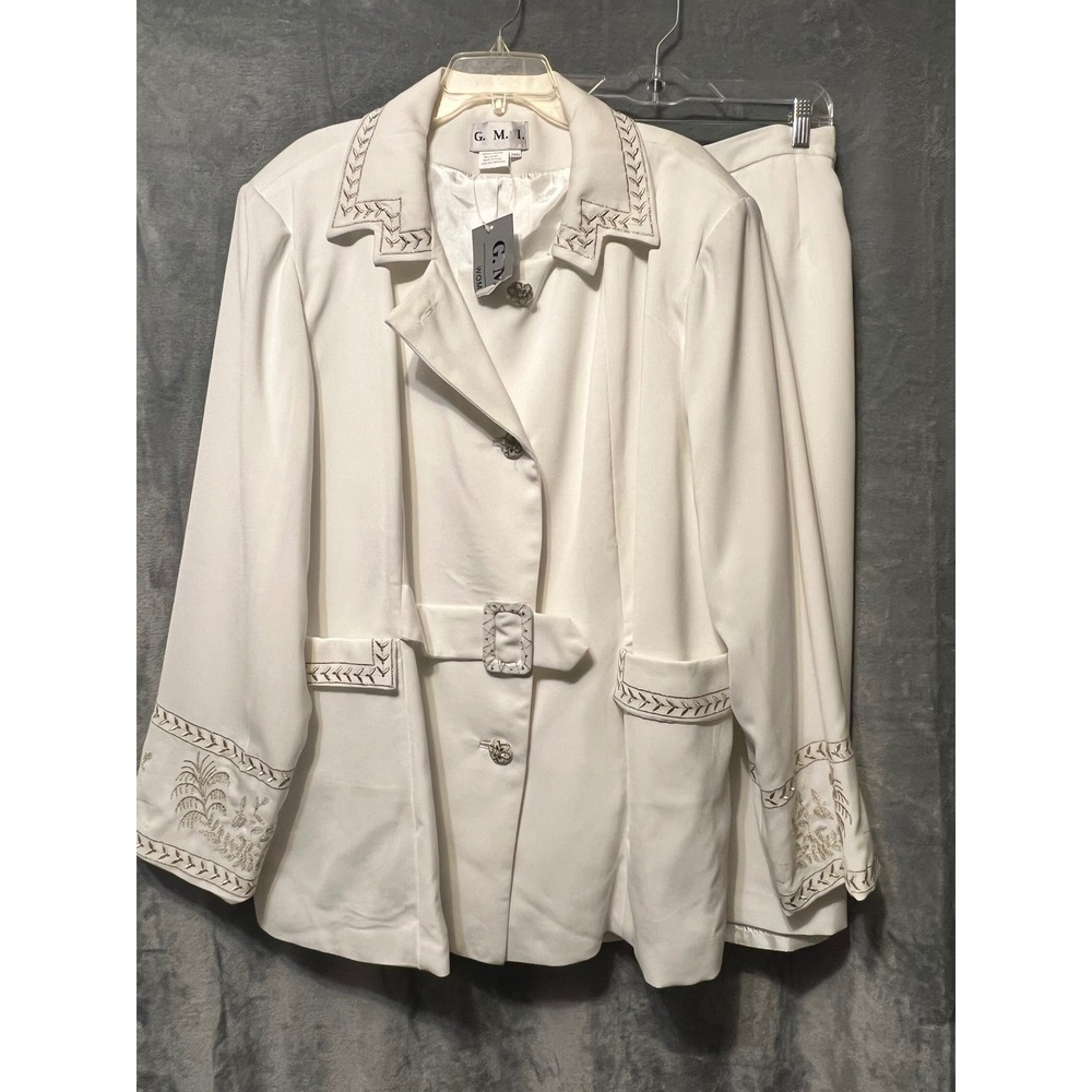 G.M.I. Woman Ivory Gold Embroidered Skirt Suit 24W NWT Plus Church Formal Set